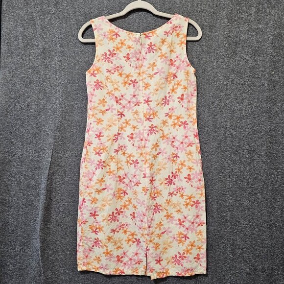 Liz Claiborne Lizport‎ Sheath Dress Women Size 6 Linen Blend Yellow Pink Floral - Picture 10 of 16
